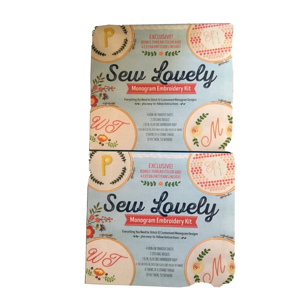 Sew Lovely Lot of 2 Monogram Embroidery Kit New Free Shipping
